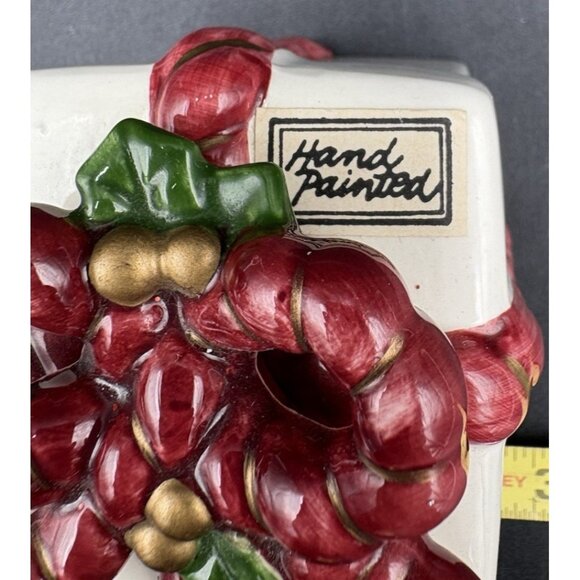 Vintage Gift Box Christmas Presents Holiday Ceramic Trinket Box Decoration GUC - Picture 4 of 6